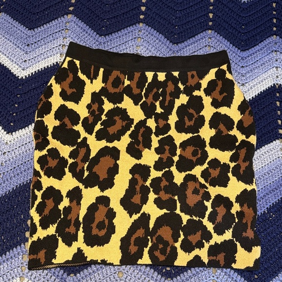 Romeo & Juliet Couture Black, Cream and Brown Leopard Mini Skirt Size Large - Picture 1 of 6